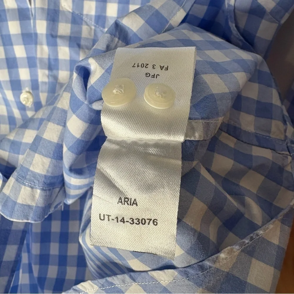 UNTUCKit Aria Light Blue & White Gingham Button-Up Women Top Career Work Size 4 - Picture 10 of 11